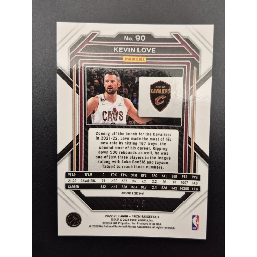 2022-23 Panini Prizm Kevin Love #90 Fast Break Purple Prizm‎ /75 Cavaliers